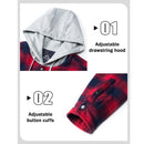 MAGCOMSEN Men's Flannel Shirt Jacket with Hood Quilted Lined Long Sleeve Plaid Hooded Jacket Button Down Spring Winter Warm Coat