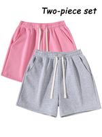 Men's Plain Drawstring Waist Shorts, Basic Casual Sporty Running Pants for Daily Wear and Exercise, Moderate Fabric, Fitted Style Summer Sports Shorts