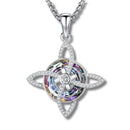 DRINSPER S925 Witch's Knot Crystal Necklace Celtic Knot Crystal Healing Necklace 925 Sterling Silver Pendant, Pagan Wicca Moon Jewelry for Women, Trinity Knot Design, Nudo de Plata Collar, Protection and Mysticism Amulet Jewelry Accessories Gift for Girls