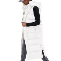 BTFBM Women's Long Puffer Vest with Quilted Hood and Button Down Closure for Winter Coat 2025 - Tops, Womenswear