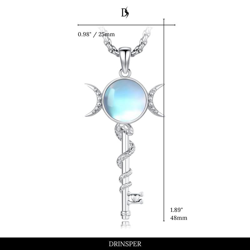 DRINSPER Hecate Necklace 925 Sterling Silver Goddess of Witches of Magic Hekate Pendant Necklace Ancient Greek Mythology Night of Hekate The Ancient Origins of the Goddess of Witchcraft and Moon Amulet Jewelry Pagan Jewelry for Women Men