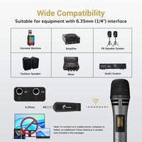 TONOR TW320/TW630 Wireless Microphones with UHF Dual Karaoke Microphone System, 15 Adjustable Channels, Cordless Design & Rechargeable Receiver