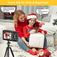 FHD 1080P Digital Camera for Kids with 32GB SD Card - Compact Point and Shoot Camera with 16X Zoom, Anti Shake, Portable, Perfect for Teens, Boys, Girls, Seniors - Best Wishes Card