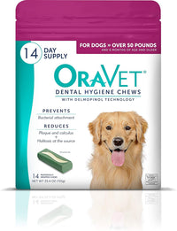 ORAVET Dental Chews for Dogs, Oral Care and Hygiene Chews (Large Dogs, Over 50 lbs.) Pink Pouch, 30 Count (Pack of 1)