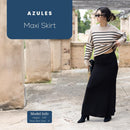 Azules Women's Maxi Skirt: Elegant, Soft, Stretchy Flowy Rayon Boho, High Waist Fold Over – Versatile for Any Occasion.