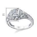 Women's Carved Sterling Silver Vintage Cubic Zirconia BridalEngagement Ring Sizes 5-9