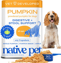 Native Pet Pumpkin for Dogs - Organic Powder Pumpkin Puree Dog Food Toppers-Rich in Fiber Supplement Powder Helps with Digestion, Nutrient Absorption, Diarrhea, Constipation & Upset Stomach-120 Scoops