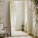 DUMOS Arched Full Length Mirror with Stand 64"x21" Floor Standing Aluminum Frame for Bedroom Body Hanging Leaning Modern Simple Home Decor Shatter-proorf Nano Glass Wall Living Room Cloakroom Black