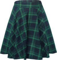 Urban CoCo Women's Basic Midi Skirt Versatile Stretchy Flared Casual High Waisted Skirt