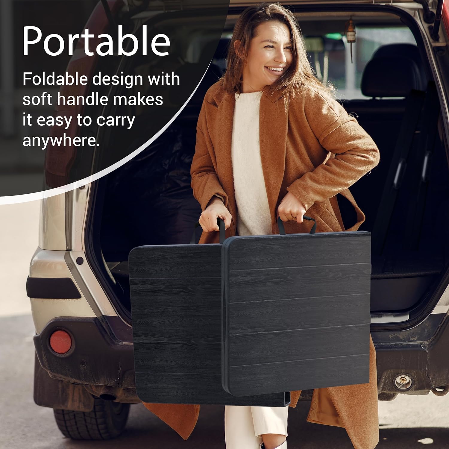 4 Feet Foldable Table Adjustable Height with Built in Handle, Steel Legs | Heavy Duty Portable | Perfect for Party, Dining, Wedding, Events, Picnic Indoor, Outdoor, Camping, Utility, Folding