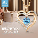 LOUISA SECRET Love Heart Birthstone Necklaces for Women, Birthday Gift for Women, Anniversary Jewelry for Wife Her, 925 Sterling Silver Pendant Necklace, Mother's Day Gift