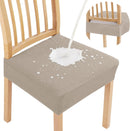 Smiry Waterproof Seat Covers for Dining Room Chairs Set of 6, Stretch Jacquard Removable Washable Chair Seat Slipcovers Protector, No Rear Covers, Beige