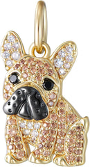 SCAMPER & CO .925 Sterling Silver Rhodium, Gunmetal or 18K Yellow Plated Dog Breed Charms - Cubic Zirconia for Necklace and Bracelets, Gemstone Hypoallergenic Jewelry Sterling Silver Charm Only