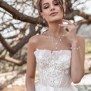 EVER FAITH Wedding Pearl Jewelry for Bride CZ Crystal Simulated Pearls Floral Vine Filigree Bridal Necklace Earrings Set