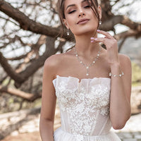 EVER FAITH Wedding Pearl Jewelry for Bride CZ Crystal Simulated Pearls Floral Vine Filigree Bridal Necklace Earrings Set