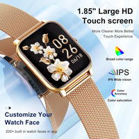 Smart Watch for Women Fitness Tracker: Gold Smart Watches for Women Digital Mens watches Make/Answer Call Waterproof Running Smartwatch Android Phone iPhone Samsung Compatible Heart Rate Monitor