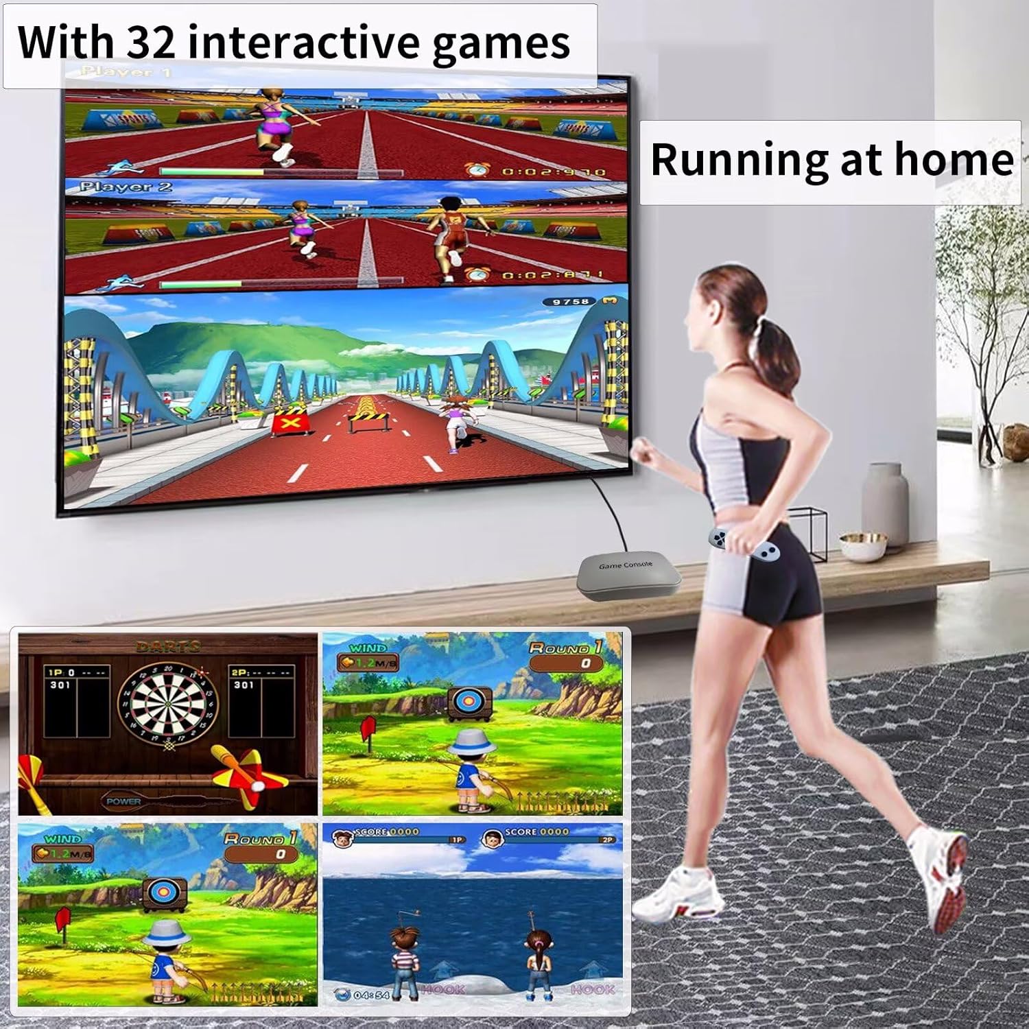 TV Game Console Built in 100+ Gam ES, Video Game Machine with 2.4G Wireless Gamepad Somatosensory Control, USB Plug and Play, Kid & Adult Interactive& Puzzle Games,Grey