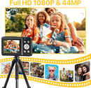 FHD 1080P Digital Camera for Kids with 32GB SD Card - Compact Point and Shoot Camera with 16X Zoom, Anti Shake, Portable, Perfect for Teens, Boys, Girls, Seniors - Best Wishes Card