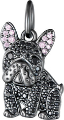 SCAMPER & CO .925 Sterling Silver Rhodium, Gunmetal or 18K Yellow Plated Dog Breed Charms - Cubic Zirconia for Necklace and Bracelets, Gemstone Hypoallergenic Jewelry Sterling Silver Charm Only