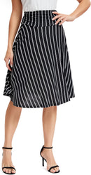 Urban CoCo Women's Ruched High Waist Knee Length Jersey A-Line Stretchy Flared Casual Skirt