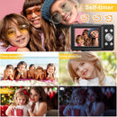 FHD 1080P Digital Camera for Kids with 32GB SD Card - Compact Point and Shoot Camera with 16X Zoom, Anti Shake, Portable, Perfect for Teens, Boys, Girls, Seniors - Best Wishes Card