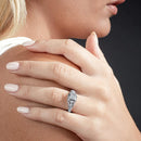 Women's Carved Sterling Silver Vintage Cubic Zirconia BridalEngagement Ring Sizes 5-9