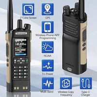 1/2PCS BAOFENG UV32 GPS Ham Radio Walkie Talkie 10W APP Programming Wireless Copy Frequency Rechargeable uv32 Multi Band 2500mAh UV-32 uv-32 Type-C AM FM NOAA Radio