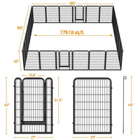 Dog Playpen 6/8/12/16 Panels Metal Pet Playpen, Outdoor Indoor Dog Exercise Barrier Fence, 24/32/40/47 inch