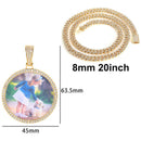 CARÁTIX Medium Round Plated Memory Medallions Charms Custom Picture Pendant Necklace for Men Hip Hop Jewelry Large Size Photo Pendant Jewellery Outdoorfun Valentine's Day Gift Fathersdaygift
