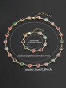 Iced Chics 2pcs Set, A Two-piece Set Of Colorful Necklaces and Bracelets, Suitable for Both Men and Women. Elegant Copper Jewelry Set, Perfect for Couples As A Gift, Trendy Matching Jewelry Set, Accessories