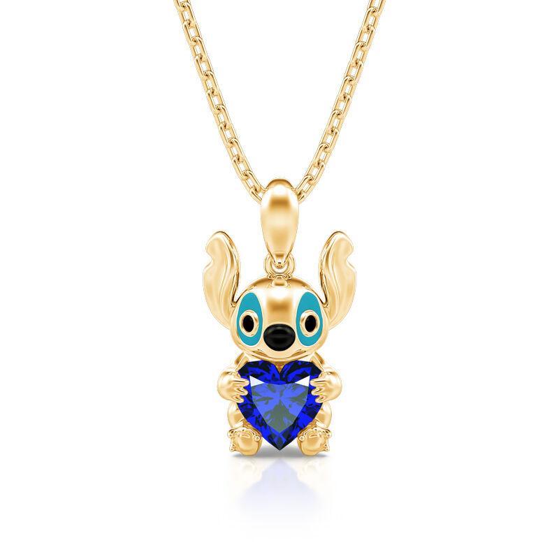 Jeulia Hug Me "Little Monster" Heart Cut Sterling Silver Necklace
