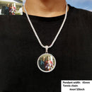 CARÁTIX Medium Round Plated Memory Medallions Charms Custom Picture Pendant Necklace for Men Hip Hop Jewelry Large Size Photo Pendant Jewellery Outdoorfun Valentine's Day Gift Fathersdaygift