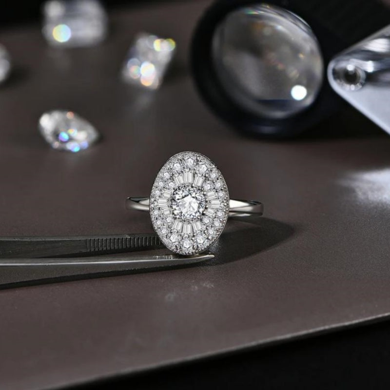 D/VVS1 Round Shape All Synthetic Moissanite Ring for Women Engagement Fine Jewelry Gift R111