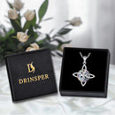 DRINSPER S925 Witch's Knot Crystal Necklace Celtic Knot Crystal Healing Necklace 925 Sterling Silver Pendant, Pagan Wicca Moon Jewelry for Women, Trinity Knot Design, Nudo de Plata Collar, Protection and Mysticism Amulet Jewelry Accessories Gift for Girls
