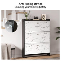 SULIVES Marble Shoe Cabinet: Elegant veneer finish, exquisite metal handles, and breathable semi-open design ensure enhanced air circulation for dryness, hygiene, and a modern aesthetic.