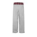 Aelfric Eden Double Waist Plaid Patchwork SweatPants Baggy Wide Leg Sweatpants for Women Loose Long Pants with Pockets