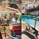 Beach Chair Cat Hammock, Elevated Cat Beds for Indoor Cats, Original Cozy Lounger with Sisal Scratcher and Toy Ball Heavy Duty Magnetic Garage Screen Door cat house cat hammock