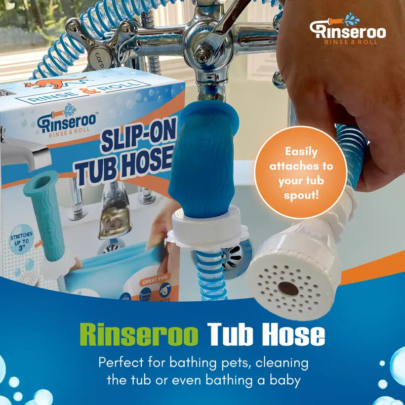 Rinseroo: GOLDEN TICKET WINNER: SHARK TANK! No-Install Tub Faucet Sprayer – 5 ft. Shower HoseTub Spout Attachment , Hair Washing, Baby Bath, Pet Care