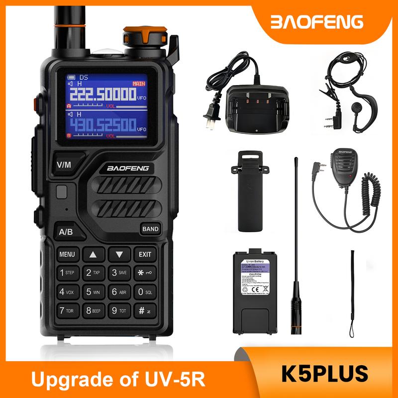 BAOFENG Radio K5PLUS 10W Max Power Long Range Handheld Ham Radio, Rechargeable Walkie Talkie Long Range Two Way GMRS Radio with NOAA Weather Alert Copy Frequency USB-C Charginng Emergency Survival Gear Audio