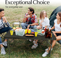 4 Feet Foldable Table Adjustable Height with Built in Handle, Steel Legs | Heavy Duty Portable | Perfect for Party, Dining, Wedding, Events, Picnic Indoor, Outdoor, Camping, Utility, Folding