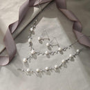 EVER FAITH Wedding Pearl Jewelry for Bride CZ Crystal Simulated Pearls Floral Vine Filigree Bridal Necklace Earrings Set