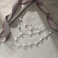 EVER FAITH Wedding Pearl Jewelry for Bride CZ Crystal Simulated Pearls Floral Vine Filigree Bridal Necklace Earrings Set