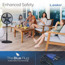 Lasko Oscillating Cyclone Pedestal Fan, Adjustable Height, Timer, Remote Control, 3 Speeds, for Bedroom, Living Room, Home Office, 18", Black, 1843