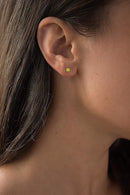 Solid 14K Yellow, White or Rose Gold 4mm Round Genuine Gemstone Birthstone Prong Set Stud Earrings For Women
