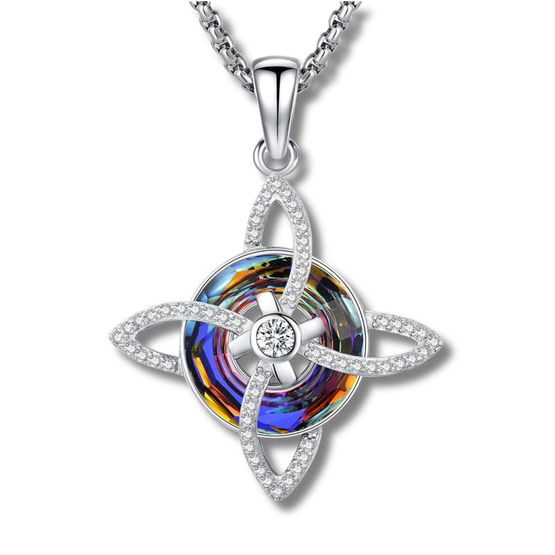 DRINSPER S925 Witch's Knot Crystal Necklace Celtic Knot Crystal Healing Necklace 925 Sterling Silver Pendant, Pagan Wicca Moon Jewelry for Women, Trinity Knot Design, Nudo de Plata Collar, Protection and Mysticism Amulet Jewelry Accessories Gift for Girls