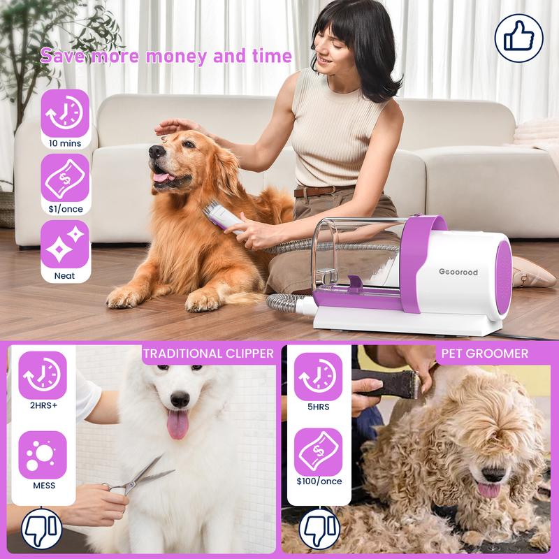 Dog Grooming Vacuum Kit, Pet Grooming Vacuum with Clipper Nail Grinder, 2.5L Dust Cup Dog deshedding Vacuum Brush with 4-6 Pet Grooming Tools for Shedding Pet Hair, Home Cleaning ##TikTokShopBacktoSchool