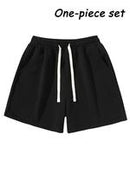 Men's Plain Drawstring Waist Shorts, Basic Casual Sporty Running Pants for Daily Wear and Exercise, Moderate Fabric, Fitted Style Summer Sports Shorts