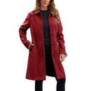 SCUSTY Women Winter Wool Blend Camel Mid-Long Coat Notch Double-Breasted Lapel Jacket Outwear