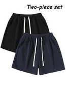 Men's Plain Drawstring Waist Shorts, Basic Casual Sporty Running Pants for Daily Wear and Exercise, Moderate Fabric, Fitted Style Summer Sports Shorts