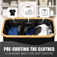 【Back-to-School Season】Bathola Hampers for Laundry Basket with Lid, 160L Extra Large Laundry Hamper 3 Section Dirty Clothes Hampers for Laundry Divided Laundry Basket Organizer for Bedroom,  Ideal for Laundry Toys and Dorm Use